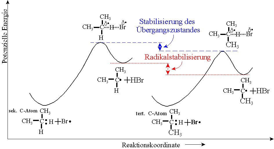 Energiediagramm der radikalischen Substitution